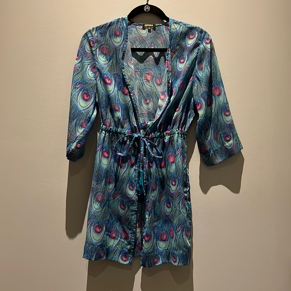 Peacock Print Swim Coverup